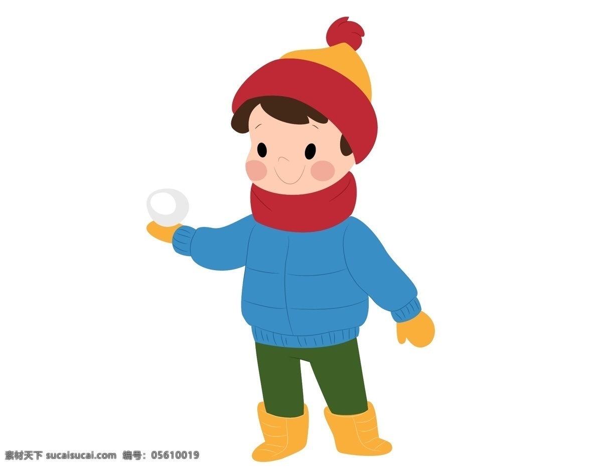 卡通 儿童 玩 雪球 元素 小清新 冬季 保暖 矢量元素 手绘 可爱男孩 玩雪球 ai元素