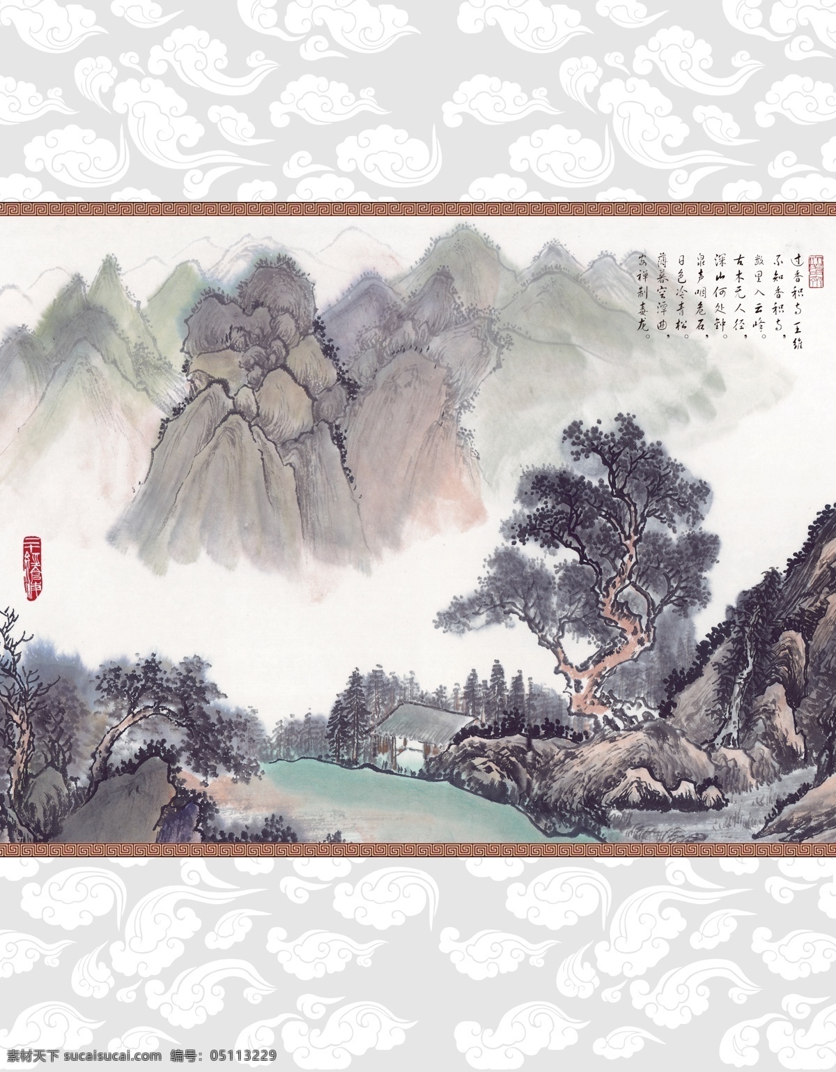 古典 山水 风景画 分 水墨山水风景 分层 中国 风 底 图