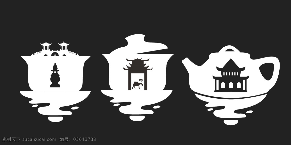 茶具剪影 茶 茶具 茶杯 剪影 茶文化 分层