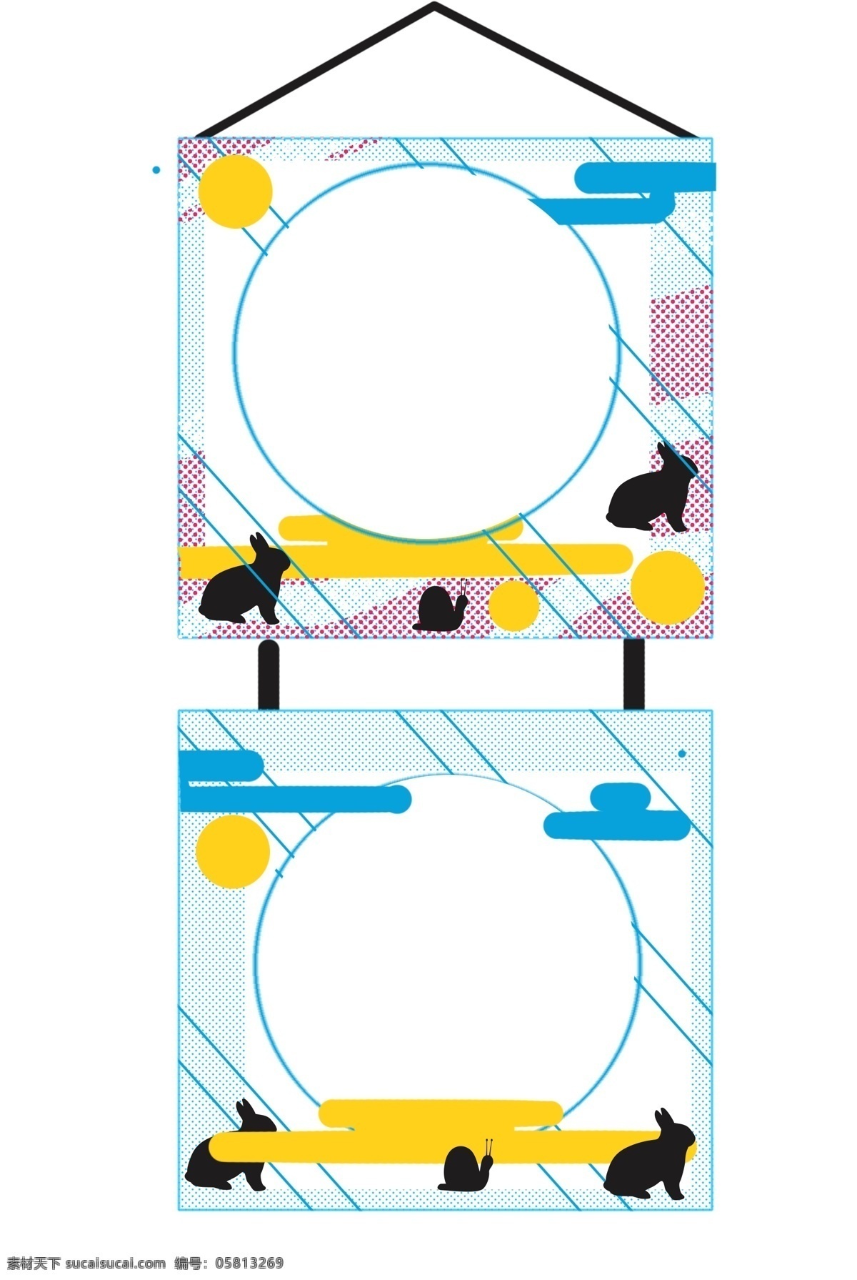 两个 相框 挂饰 插画 两个相框 正方形相框 相框挂饰 卡通相框 黑色 小 动物 装饰 装饰品 卡通插画
