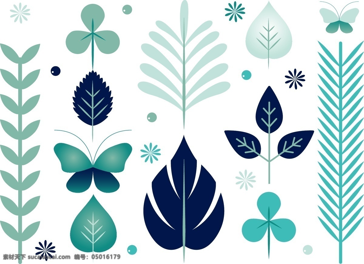 绿色植物 叶子 蝴蝶 花纹 绿色 植物 图案 少女 花朵 清新 莫兰迪 包装 插画 手绘 矢量 海报 画册 点缀 元素