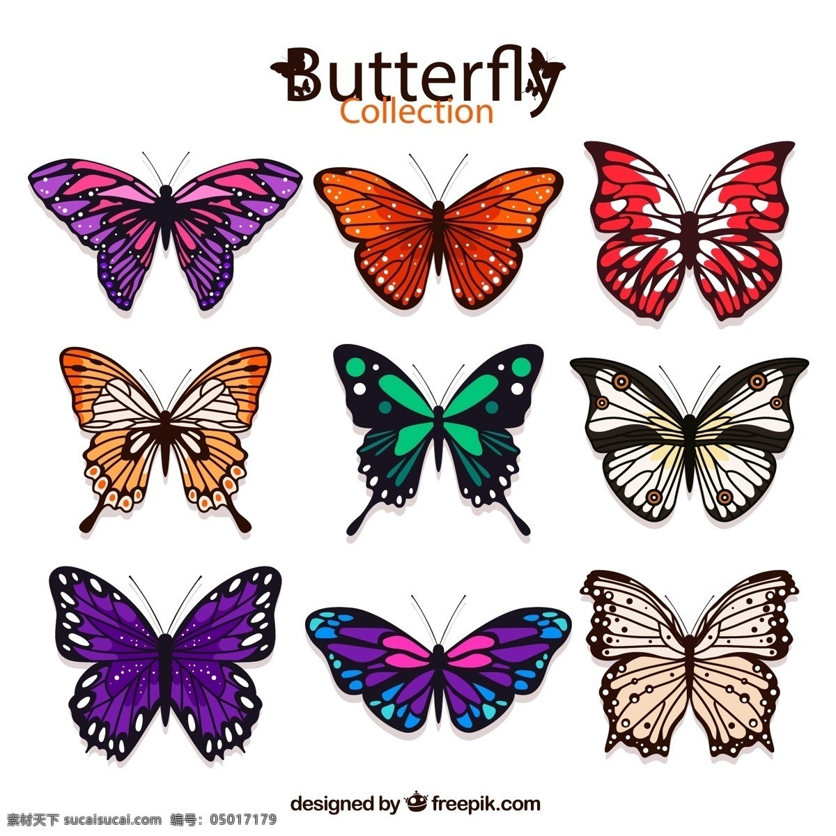 彩色 蝴蝶 昆虫 矢量图 格式 psd素材 矢量 高清图片