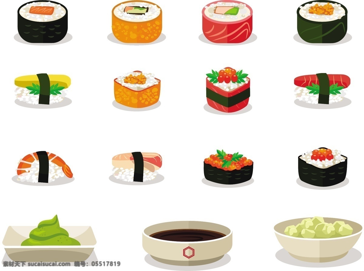 好吃 日本料理 寿司 矢量图 健康 素食 矢量素材 源文件 免费素材 海苔