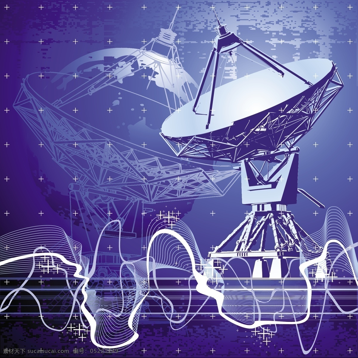 令人 惊叹 卫星接收机 载体 技术 设备 线路 信息 星光 信息设备 信号的 惊人的 波线 矢量图 其他矢量图