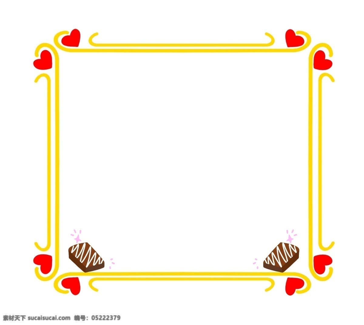 情人节 巧克力 边框 情人节边框 巧克力边框 节日边框 黄色的边框 红色爱心边框 爱情边框装饰