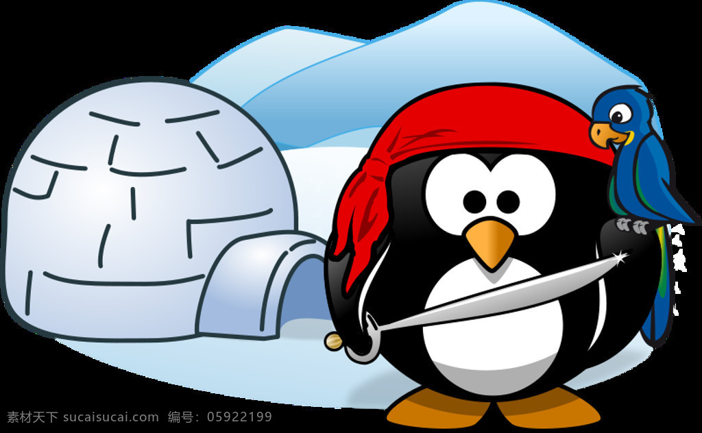 海盗 南极洲 冬天 动物 冷 鸟 企鹅 晚礼服 雪 鹦鹉 冰 块 砌 成 圆顶 小屋 插画集