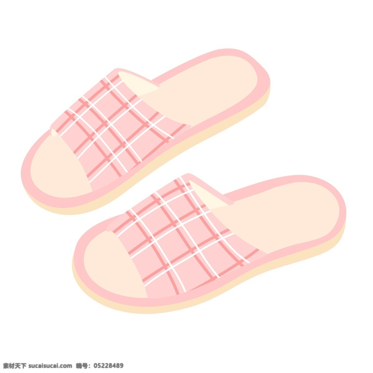粉色格子拖鞋 拖鞋 生活用品 鞋子