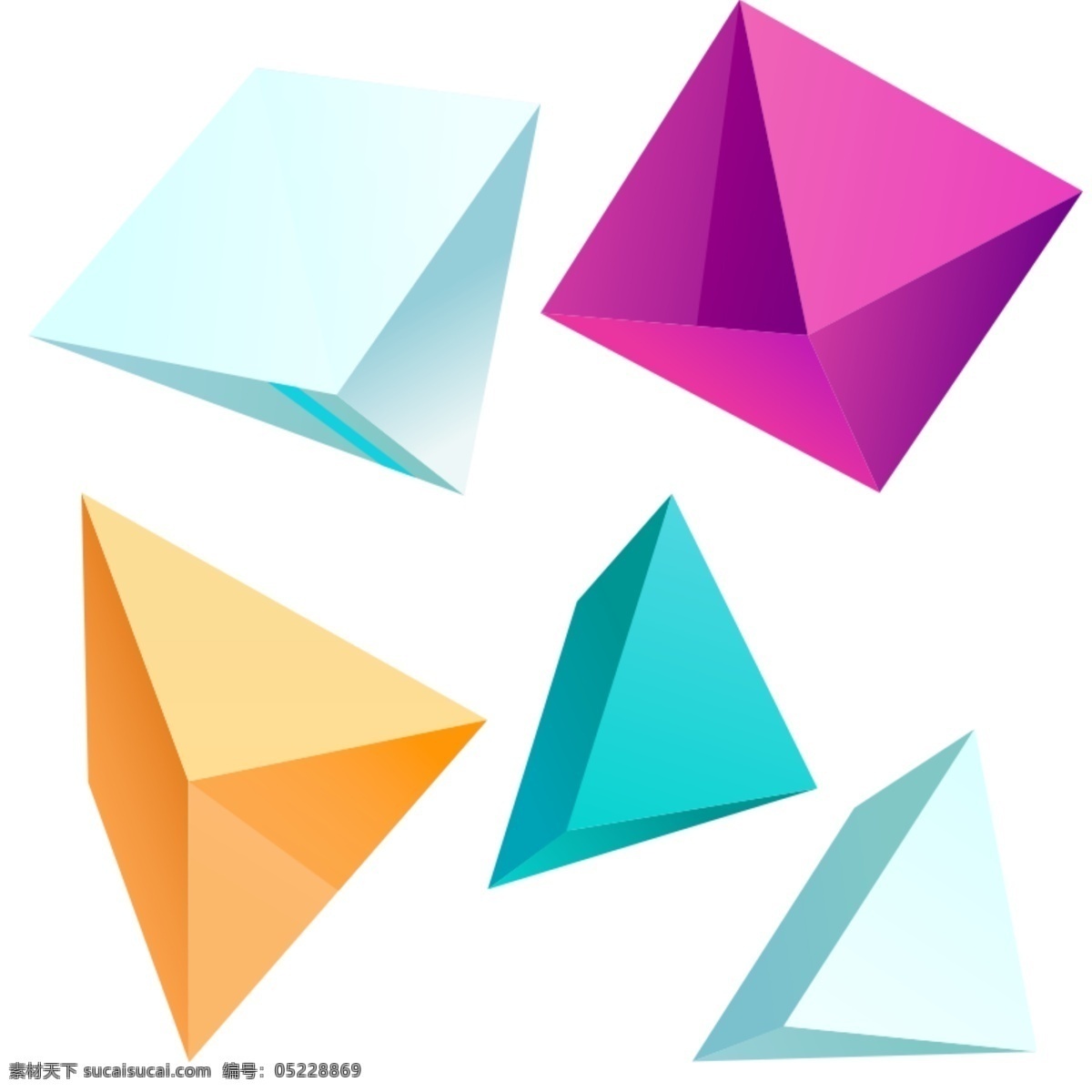 几何立体图形 几何 立体 图形 源文件 彩色 三角形 菱形 椎体
