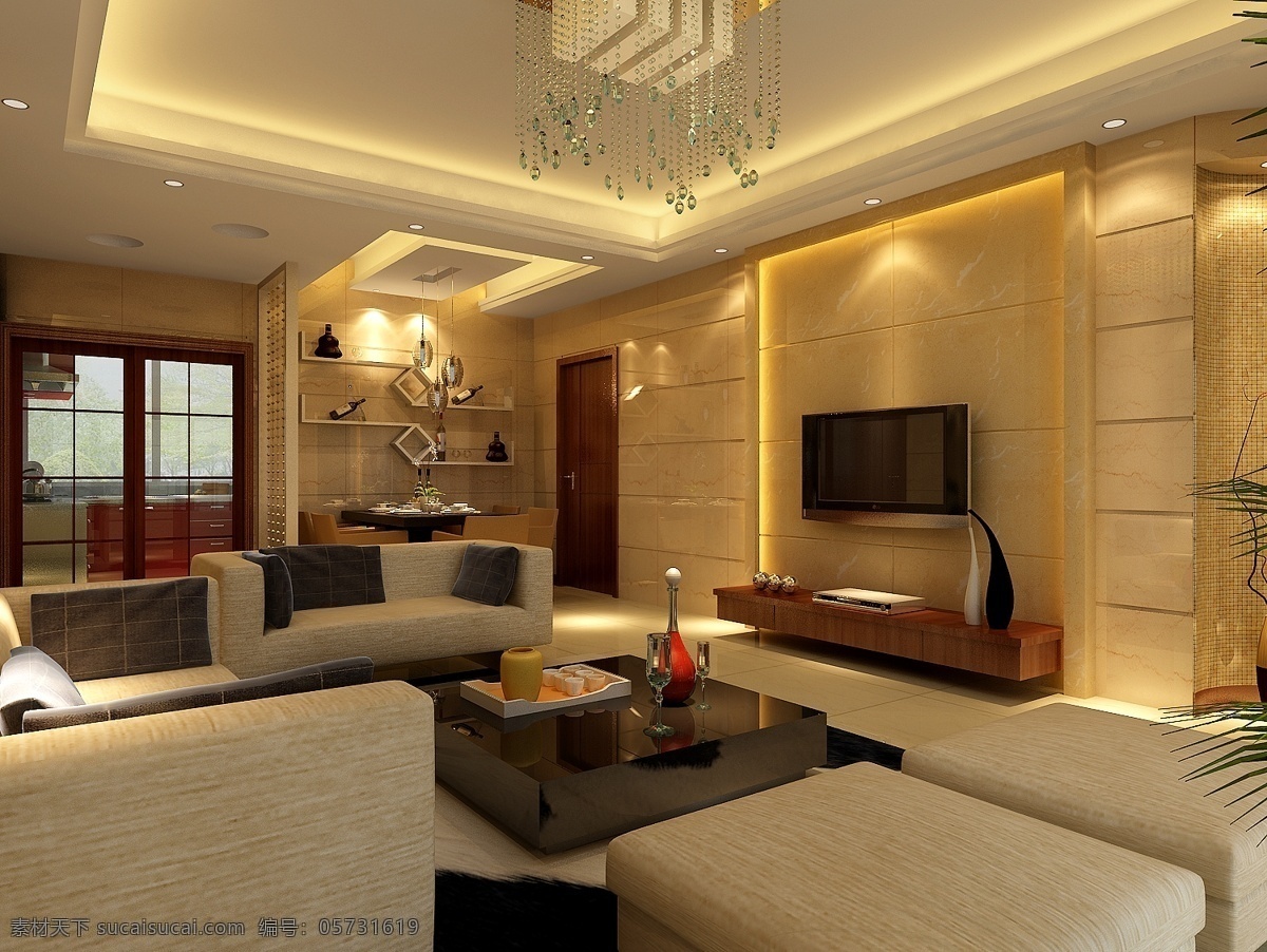 现代 装修 风格 客厅 装饰 模型 地柜 3d模型素材 室内装饰模型
