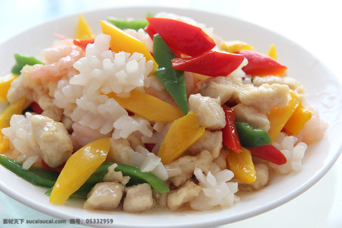 新爆三样 爆三样 鱿鱼卷 彩椒 鸡丁 热菜 家常菜 餐饮美食 传统美食