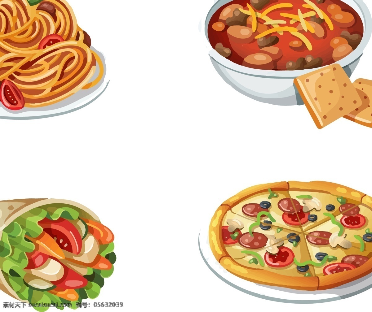 手绘 西餐 插图 源文件 披萨 面条 菜单菜谱