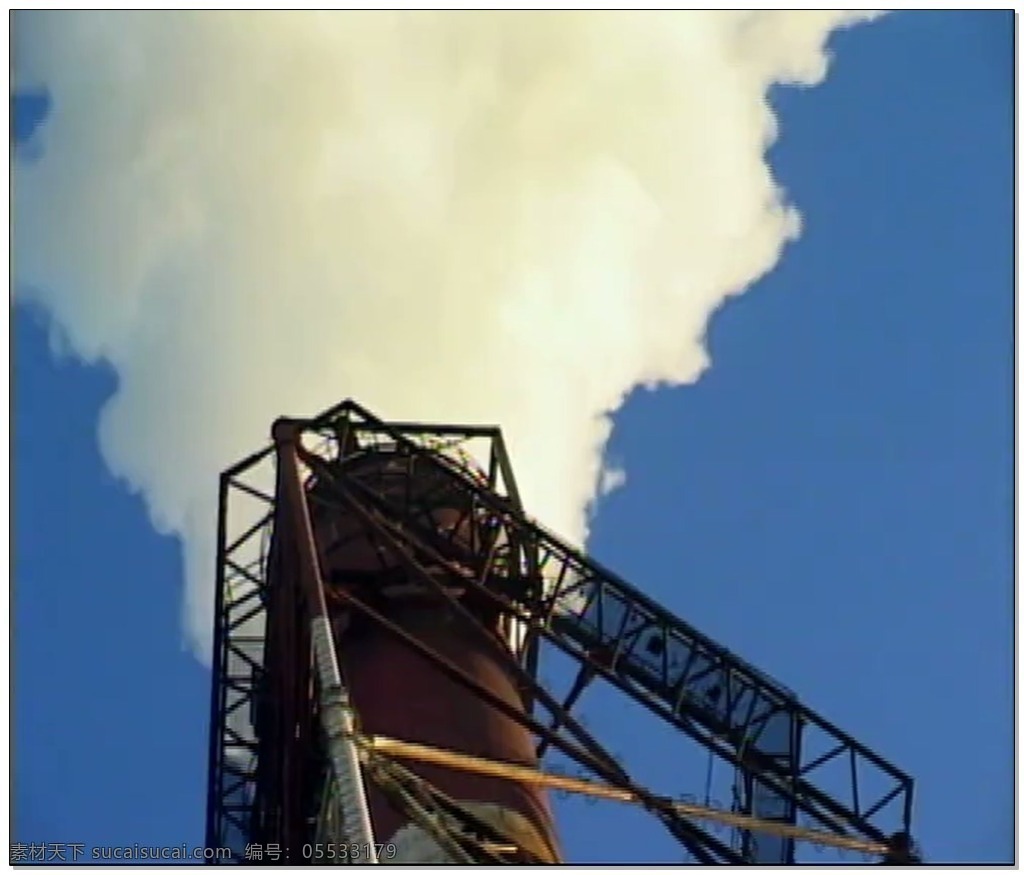 工厂视频素材 蓝天 烟囱 白烟 视频素材 动态视频素材