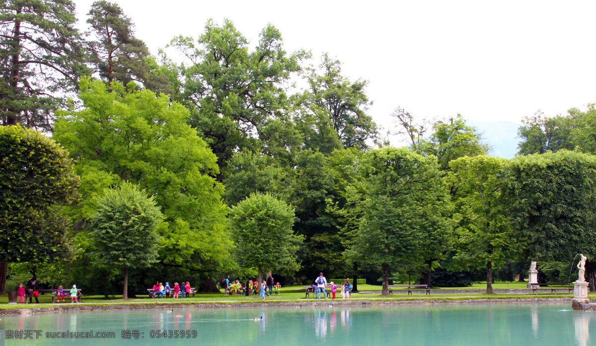 绿树成林 绿树 环保 植物 池水 环境 欧洲 奥地利 花园 自然风光 旅游摄影 自然风景