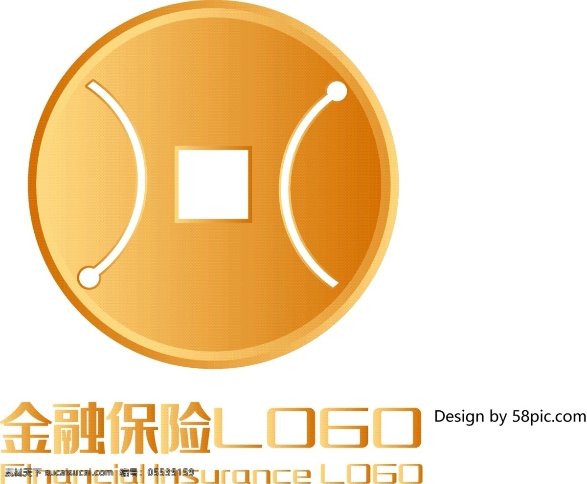 原创 创意 简约 古铜 币 大气 金融保险 logo 可商用 古铜币 金融 金色 保险 标志