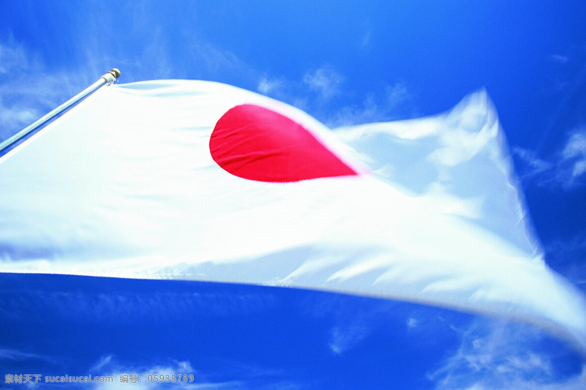 日本国旗 日本 国旗 太阳旗 天空 旗帜 飘扬 文化艺术 摄影图库