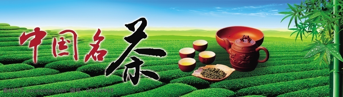 中国名茶 茶 竹子 蓝天 草地
