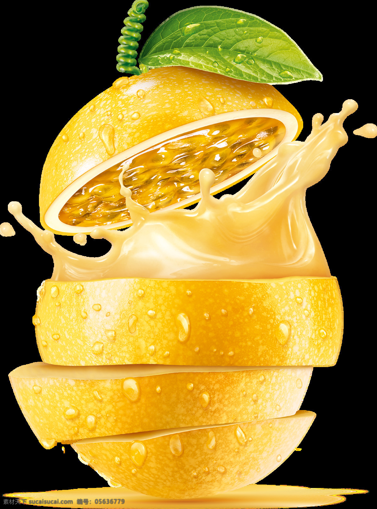 创意 水果 图画 透明 装饰 免 扣 黄色 绿色 奶黄色 柠檬 水珠 叶子 汁水