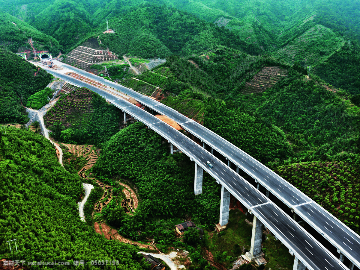 高速公路 高速 公路 高速摄影图 俯视高速公路 摄影图片 二广高速 广贺高速 建筑景观 自然景观