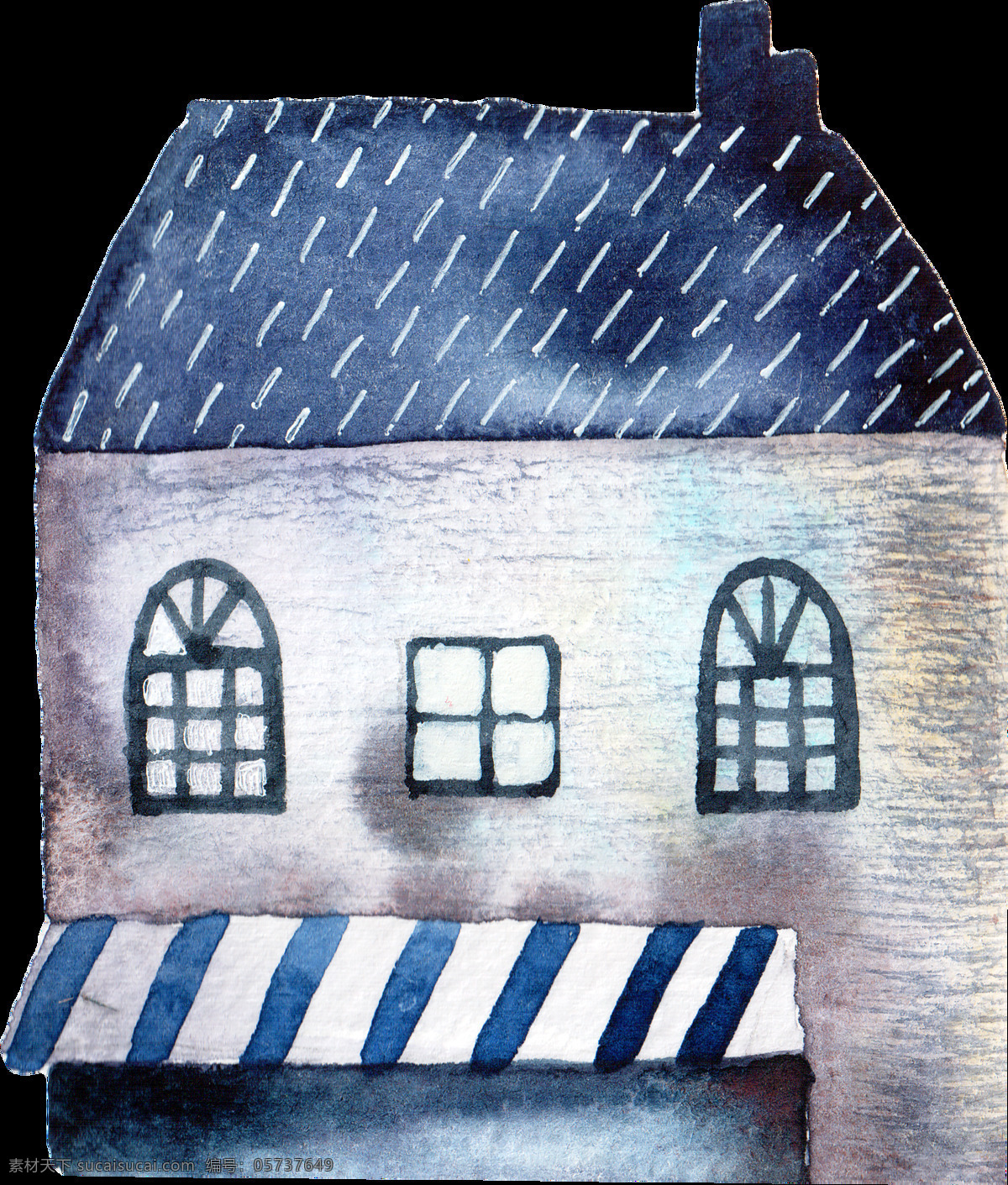 手绘 件 农村 小屋 透明 白色 窗户 合适 蓝色 免扣素材 水彩 透明素材 屋顶 烟筒 装饰图案