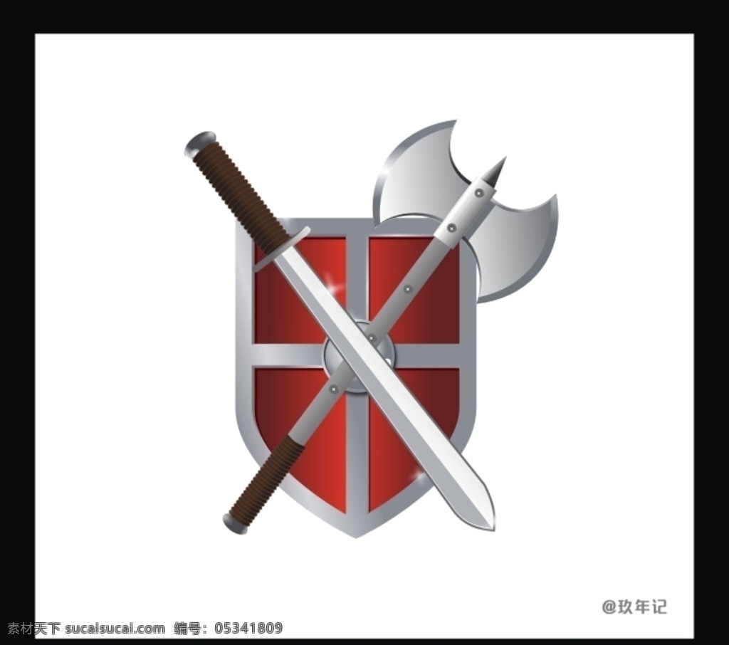盾构 斧头 剑 盔甲 战士 符号 矢量 动漫动画 风景漫画