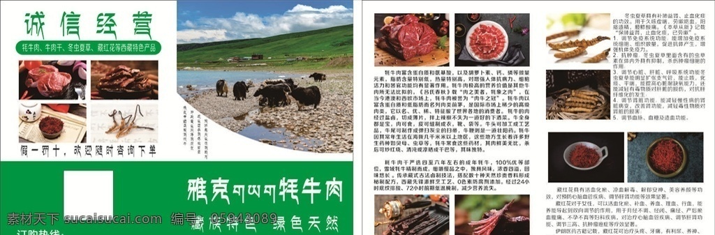 藏族 青藏 特产 牦牛 宣传 折页 对折 青藏特产 冬虫夏草 藏红花 dm宣传单