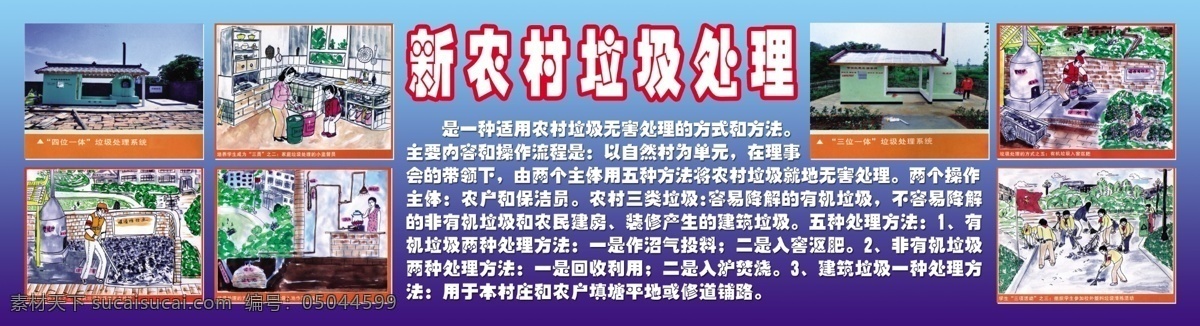三绿一处理 垃圾焚烧 漫画 展板 新 农村 垃圾 处理 宣传栏 展板模板 广告设计模板 源文件