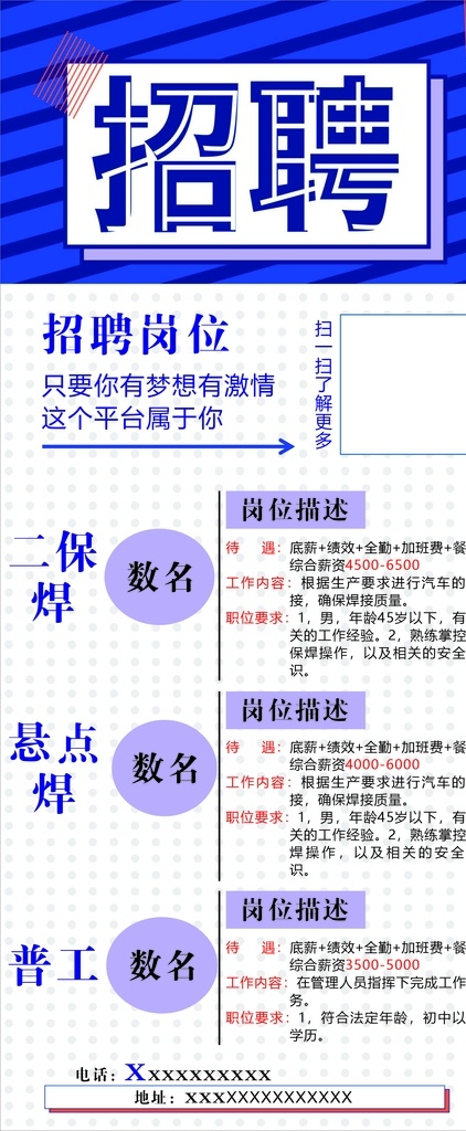 招聘海报图片 招聘 海报 二保焊 电焊 普工