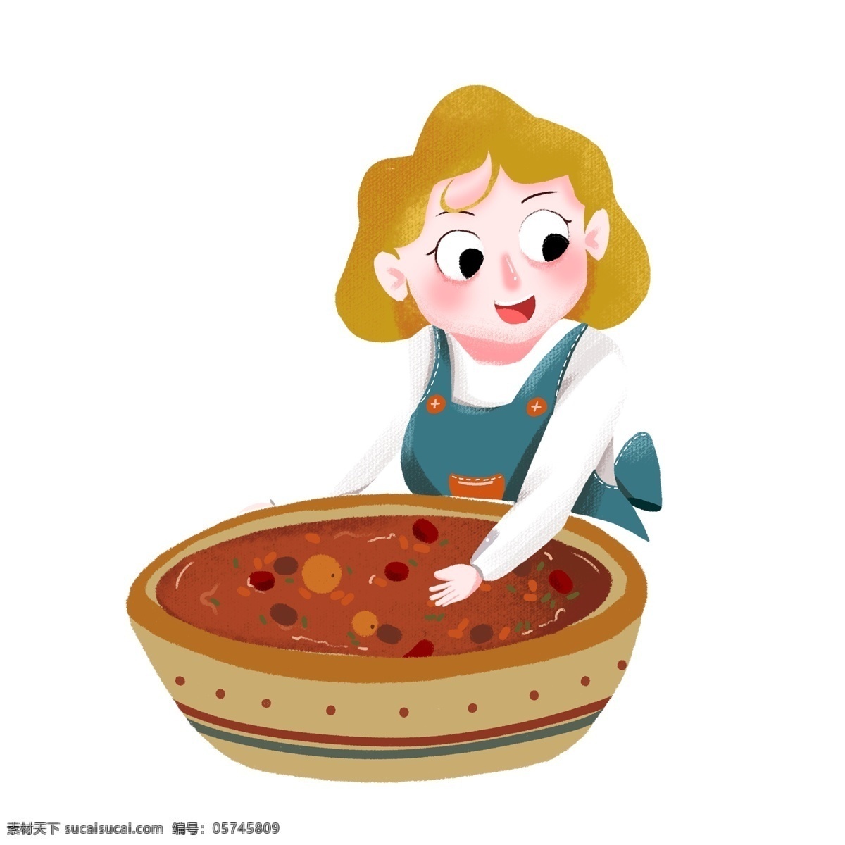 复古 肌理 煮 粥 妈妈 人物 卡通 复古肌理 插画 煮粥 母亲节