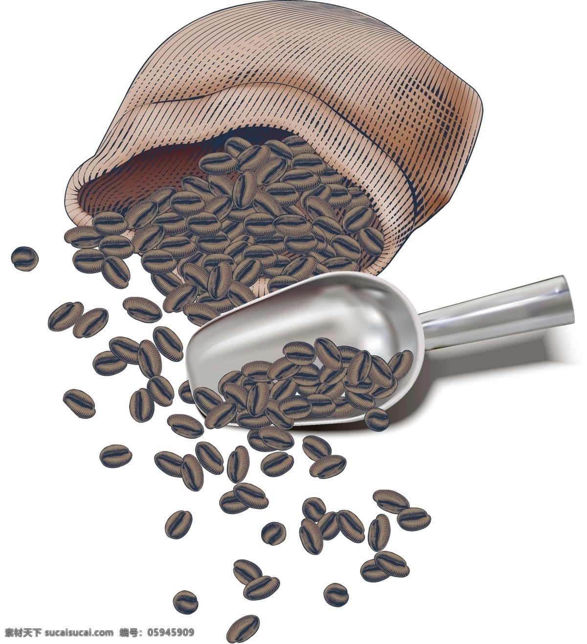 实物 香 浓 袋装 咖啡豆 ai元素 免抠元素