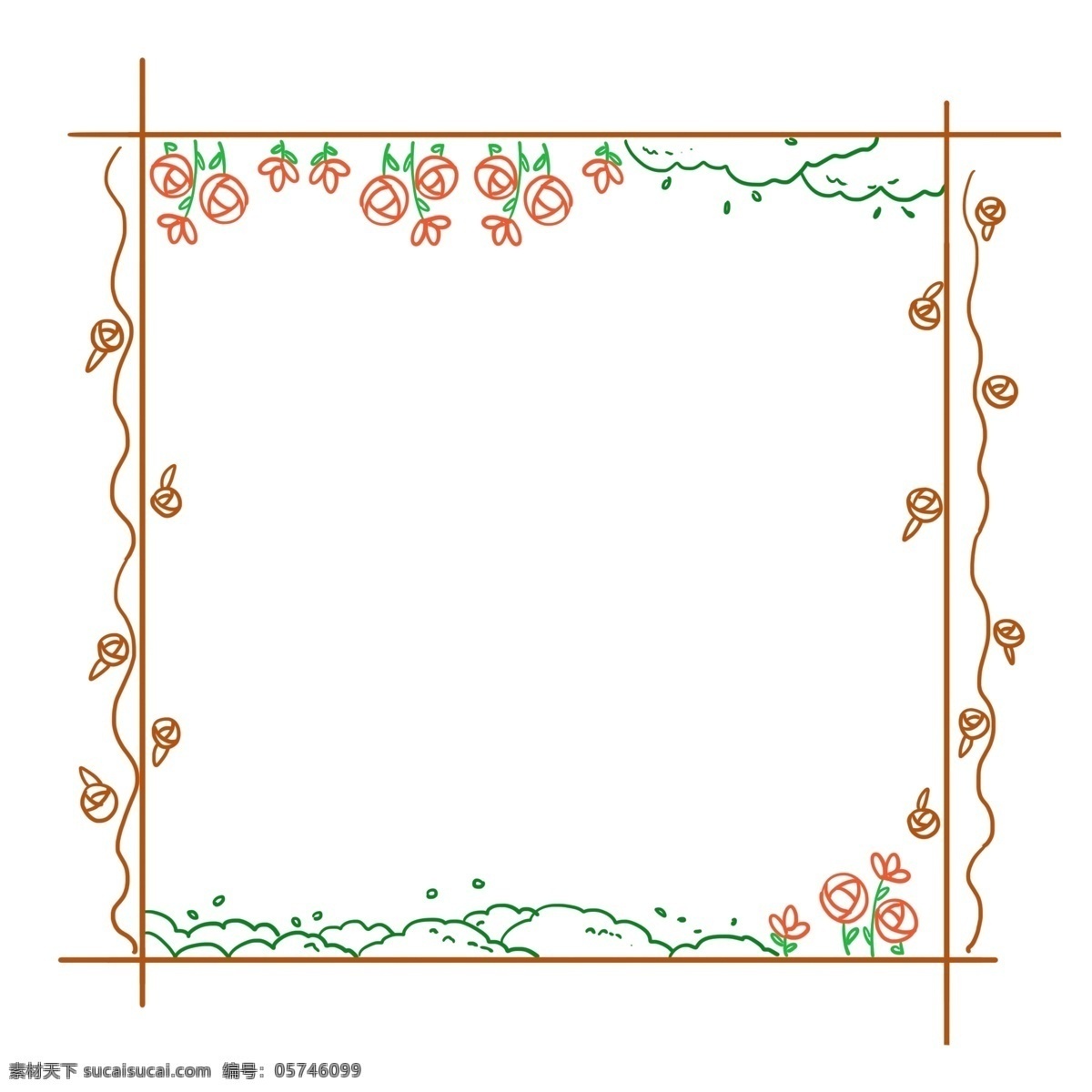 花朵 图案 边框 插图 棕色 装饰边框
