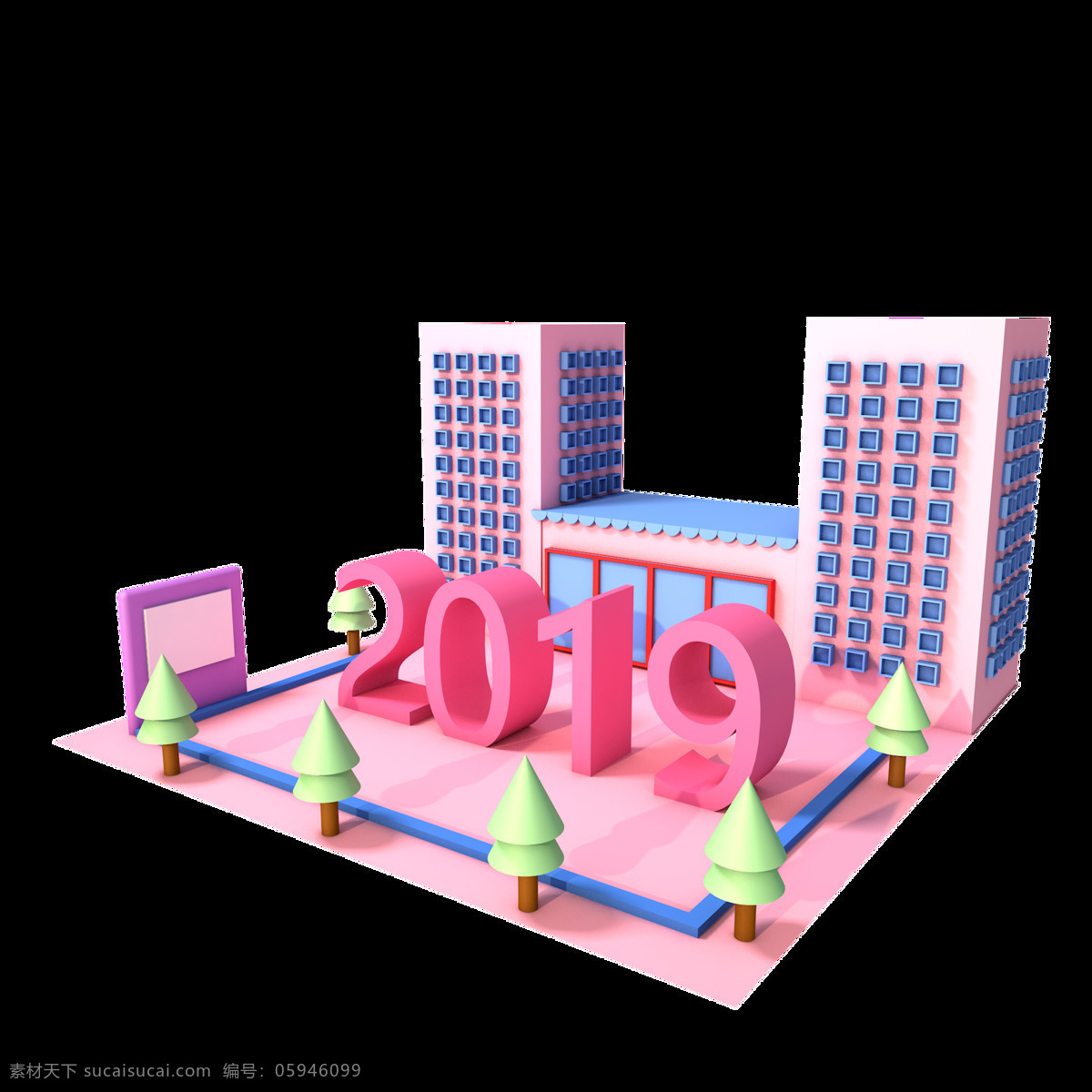 c4dl 红色 公司 楼房 2019 场景 艺术 字 c4d 公司楼房 2019场景 艺术字 c4d源文件