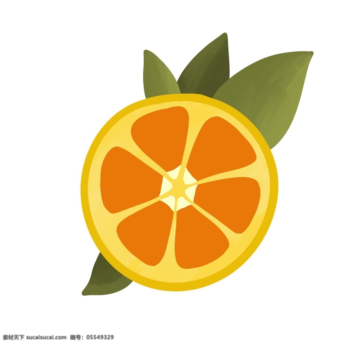 柠檬 橙子 手绘 插画 装饰 水果 菠萝 黄色 可爱 卡通 叶子 柠檬片 切水果 食物 小清新