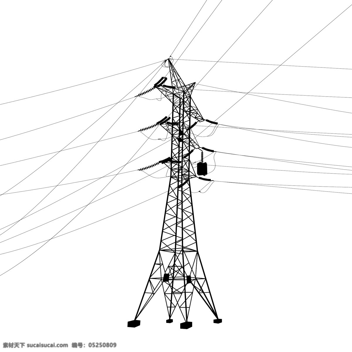 电力输送塔 输电塔 高压输电塔 电力输送 电线杆 工业生产 生活百科 矢量素材 白色