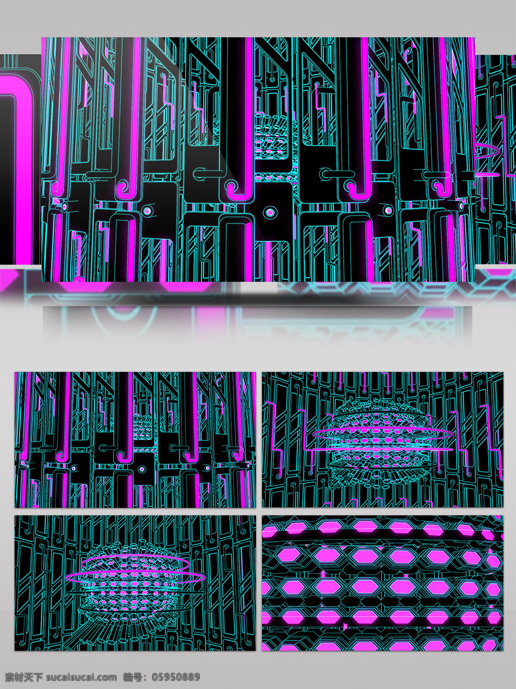 青色 科技 视频 科幻 紫色线条 几何体 视频素材 动态视频素材