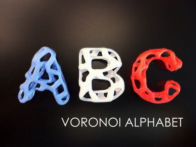 voronoi 字母 a z 完成 符号 签约 文字 字体 3d打印模型 艺术时尚模型 图