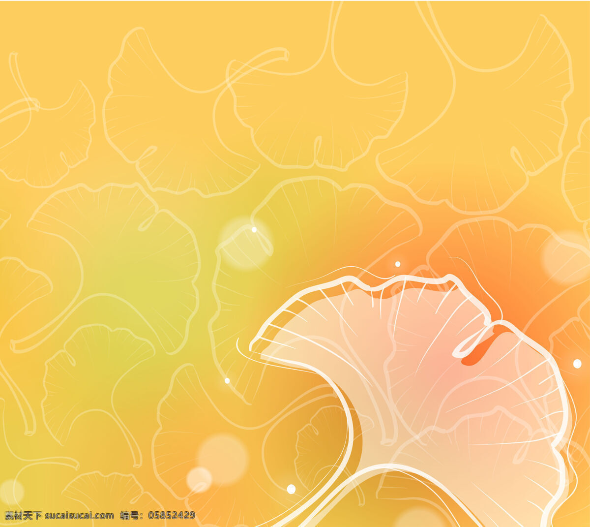 橙色 背景 银杏叶 橙色背景 线条 四维8期 白色圆点 装饰素材 移门