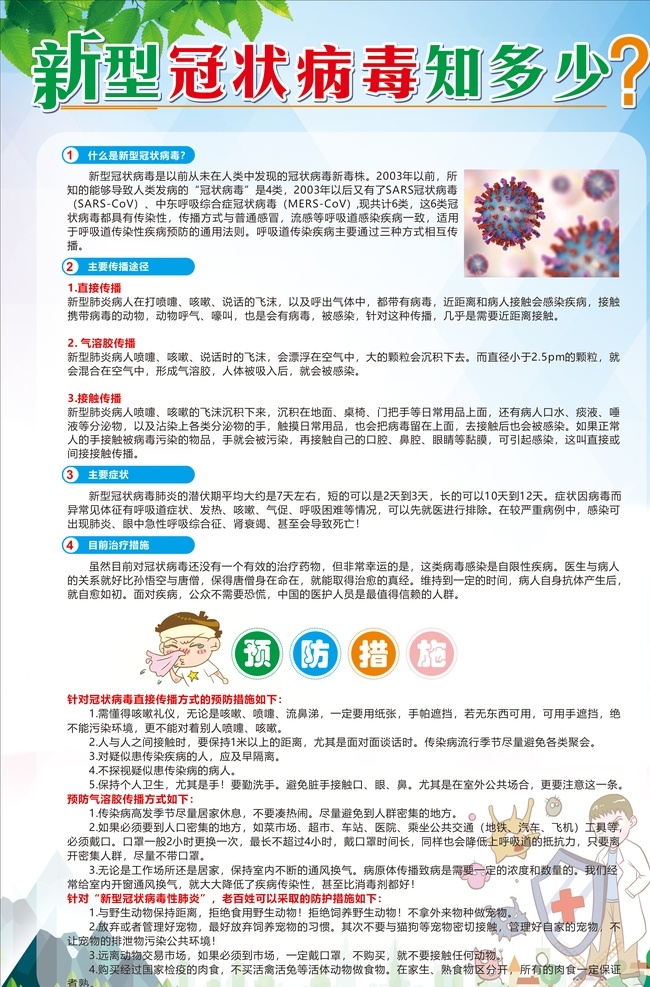 新型 冠状 病毒 宣传海报 新型冠状病毒 流感 预防感冒 新型病毒
