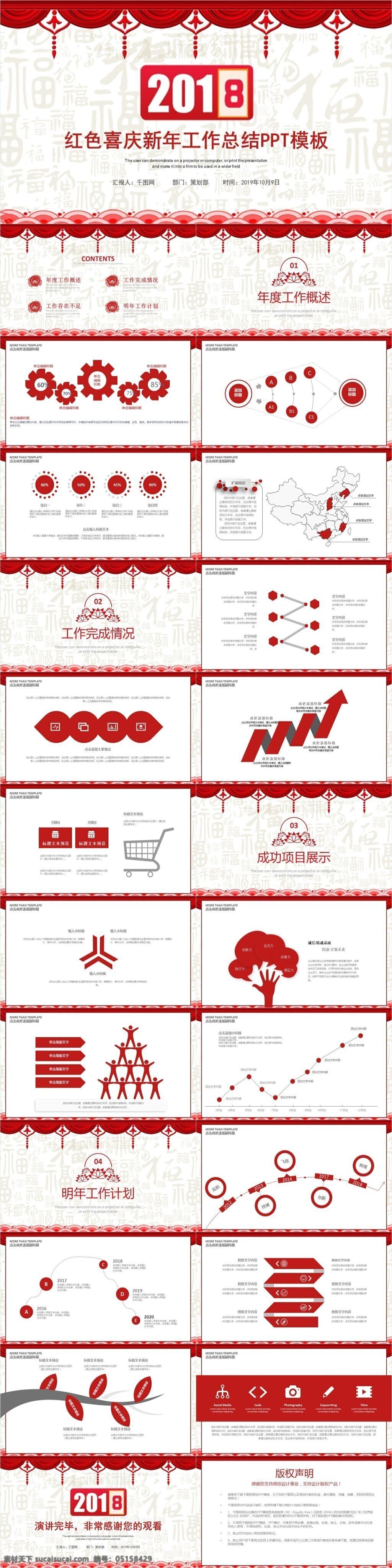 简约 红色 2018 工作总结 汇报 模板 动态 ppt模板 模板下载 工作汇报 狗年 节日 节日通用 年终总结 喜庆 新年