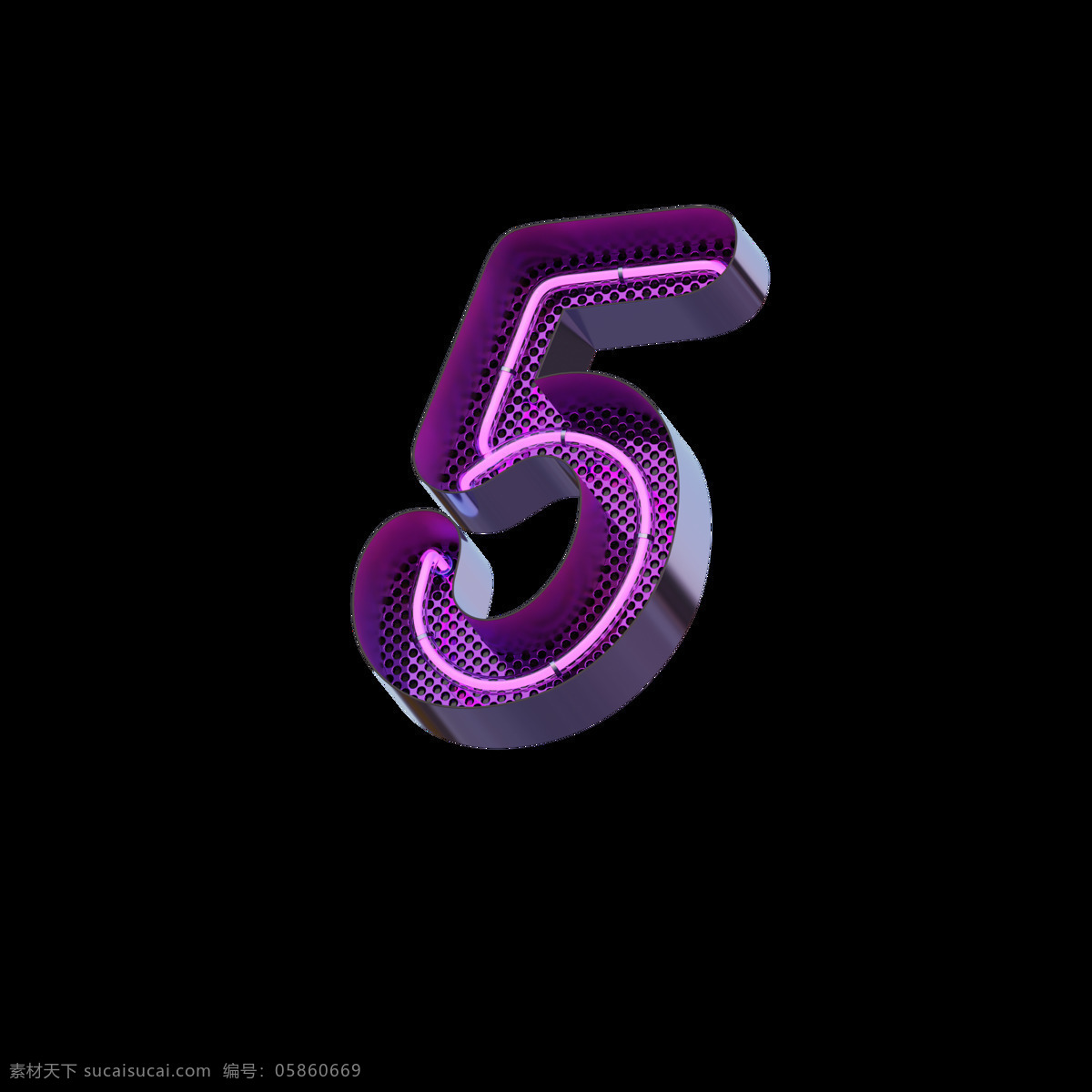 高清 立体 紫色 霓虹灯 数字 元素 字母 3d设计 其他模型