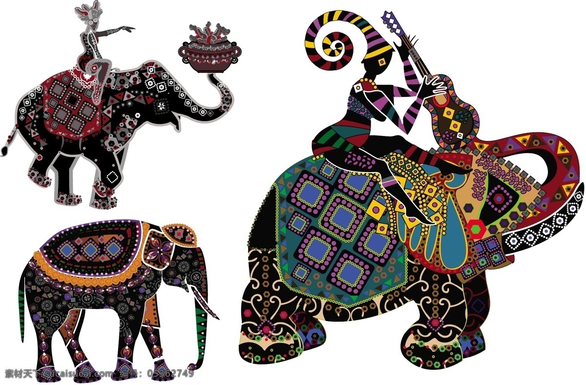 时尚 花纹 大象 矢量 象 花边 布纹 方块 圆点 潮流 人物 动物 矢量素材 其他矢量