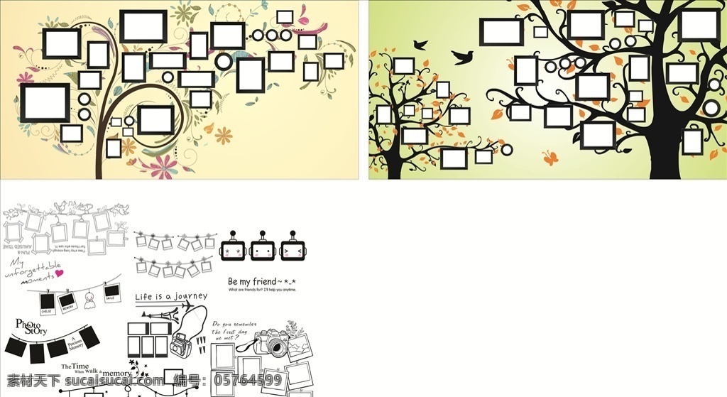 相框 照片 墙 排版 白色 边框 签名墙 矢量素材 照片墙 画板 树 底纹 边框相框 底纹边框 矢量 童年时光 小清新
