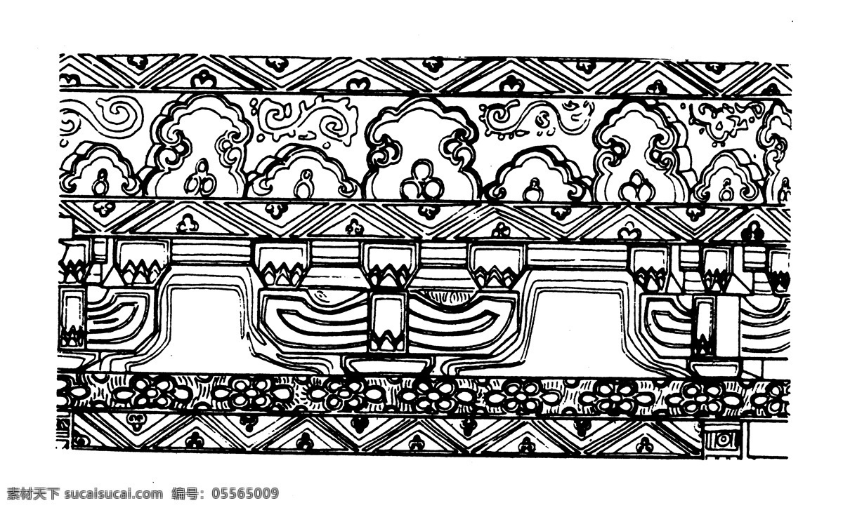 装饰图案 元明时代图案 中国 传统 图案 设计素材 书画美术 白色
