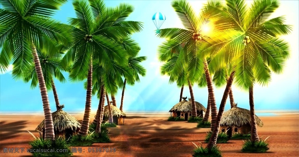 椰子树 热带舞蹈背景 沙滩 阳光 飘舞 视频 mp4 热带舞蹈 热带舞 夏季 海滩 多媒体 影视编辑 合成背景素材