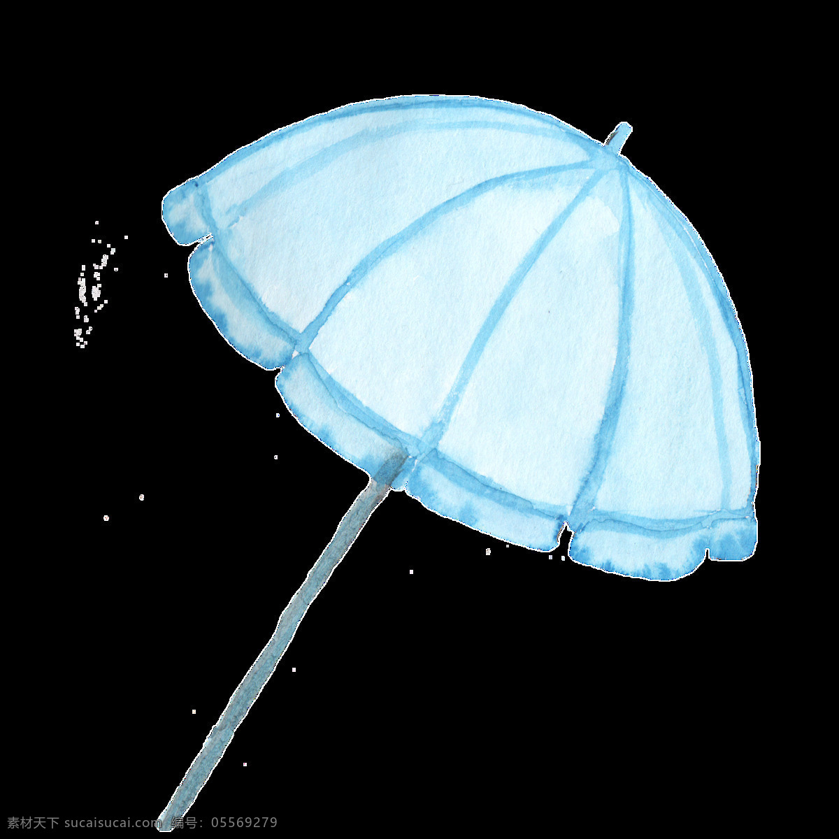 蓝色 雨伞 卡通 透明 抠图专用 装饰 设计素材