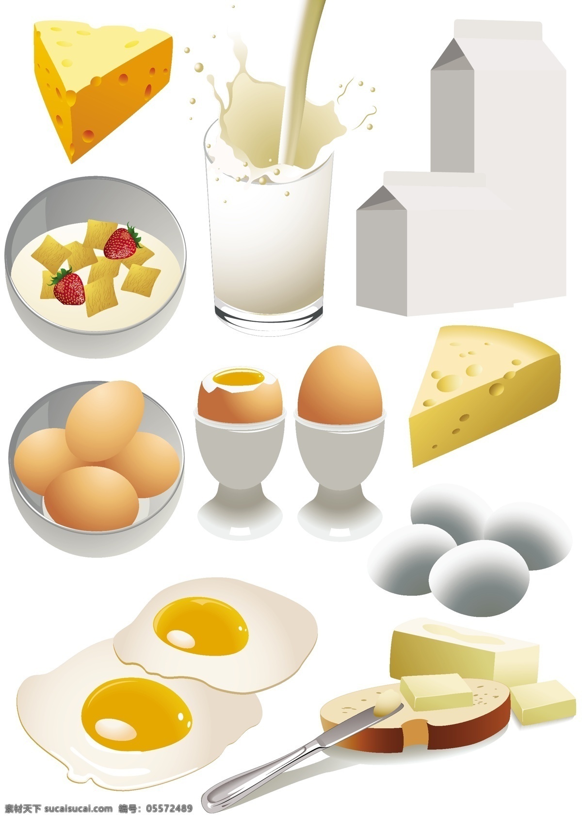 美味 丰盛 早餐 实用 图标 矢量 eps格式 鸡蛋 面包 奶酪 牛奶 牛奶盒 矢量素材 酸奶 煎蛋 黄油 图形符号 矢量图 其他矢量图