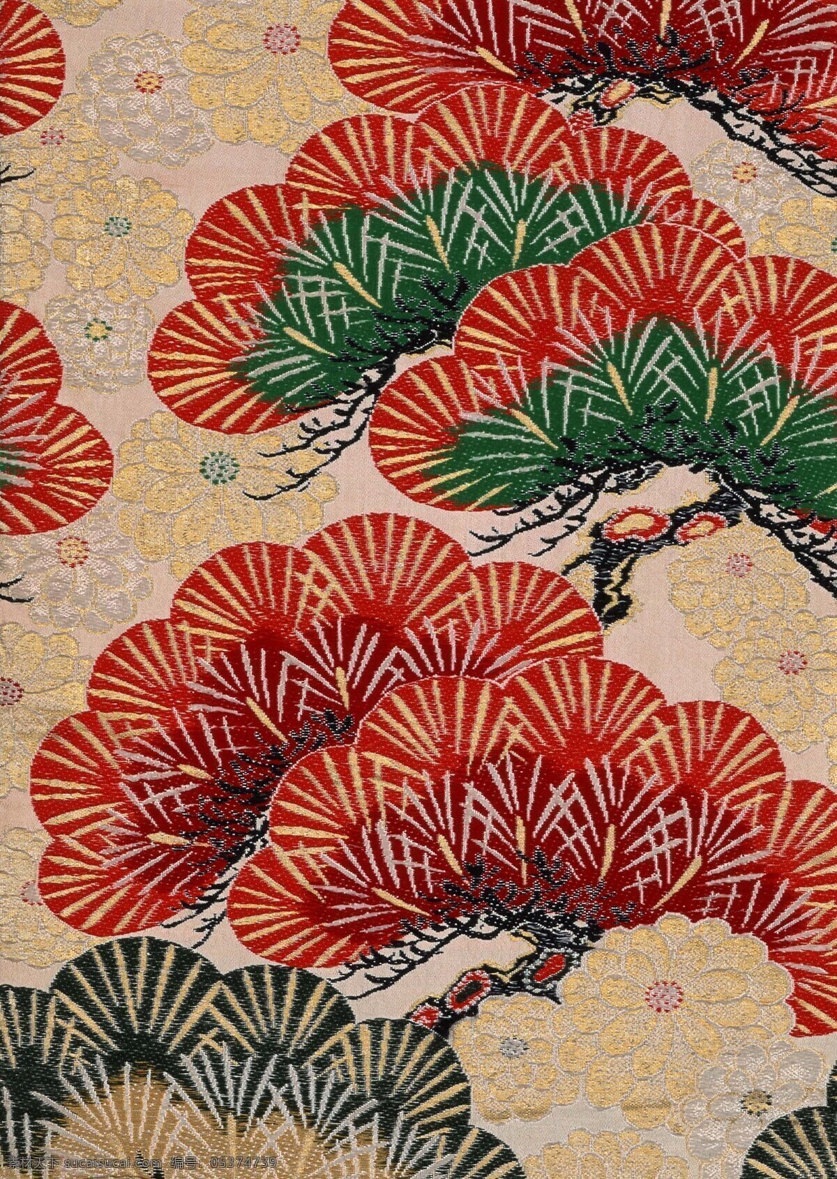 日本屏风画 日本画 日式图案 日式屏风 日本彩绘 传统画 底纹 插画 布纹 绘画图文 文化艺术 绘画书法