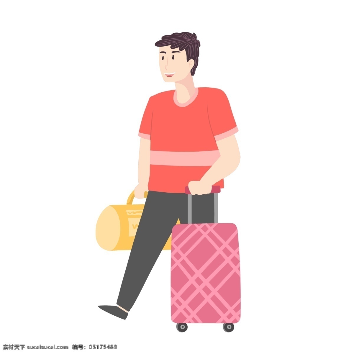 扁平化 简约 去 旅行 男人 人物 行李
