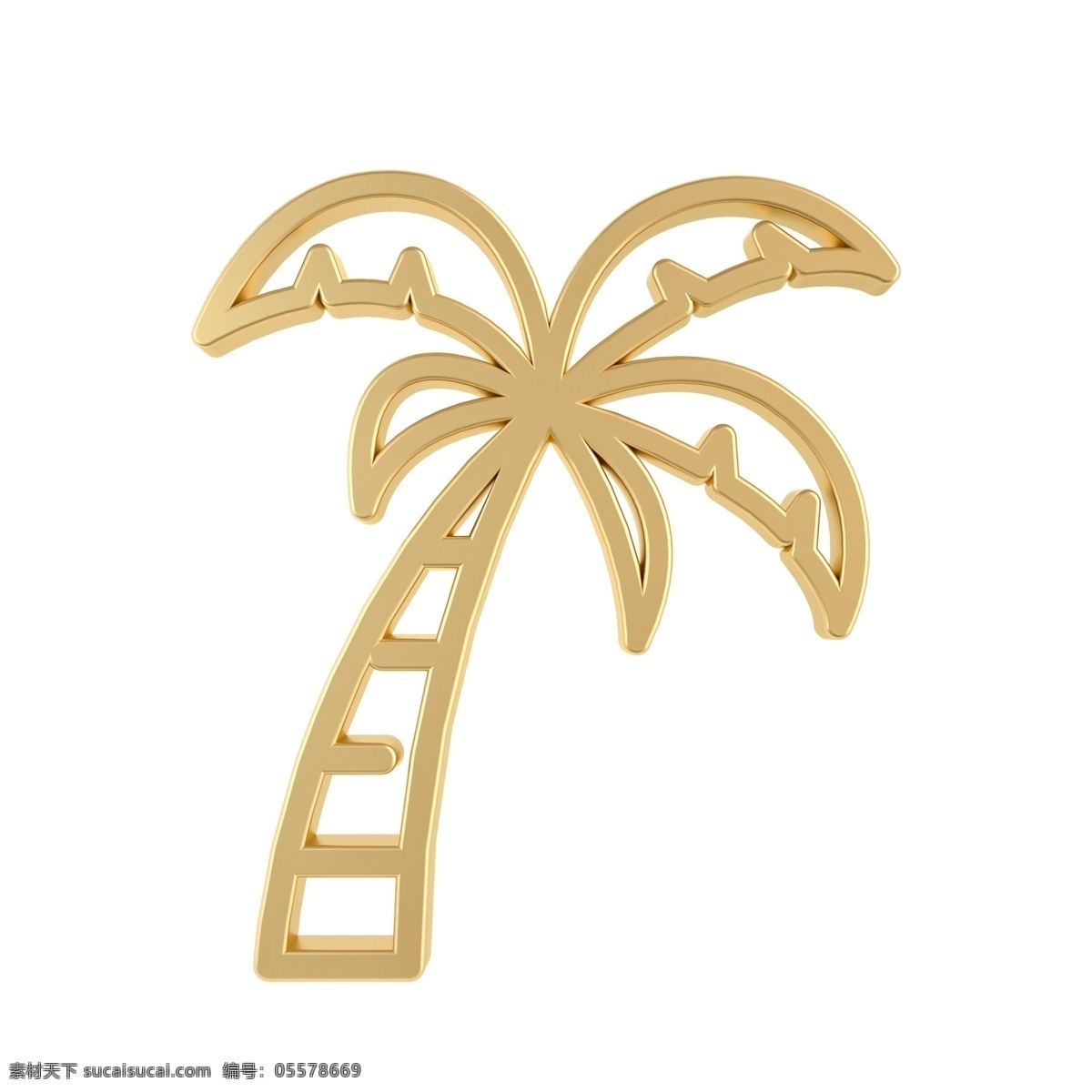 金属 质感 夏日 椰子树 图标 黄金 金属质感 夏季常用图标 立体