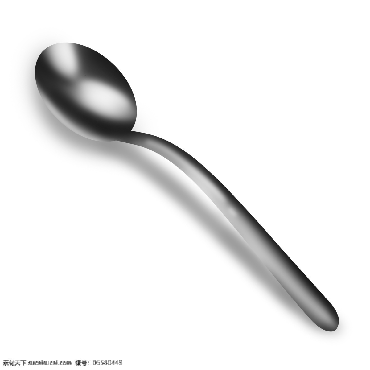 银灰色 椭圆形 长条 勺子 汤勺 圆形 立体 灰色 银色 银质感 金属质感 餐具 长柄