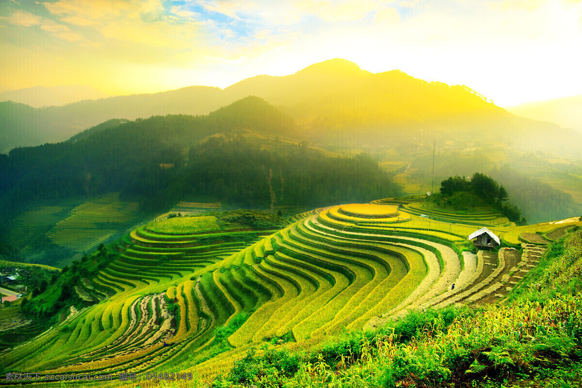 唯美 南方 梯田 景色 高清 自然美景 阳光 梯田图片 阳光梯田 田地 山峰 风景 山水风景 风景图片 自然景观 自然风景